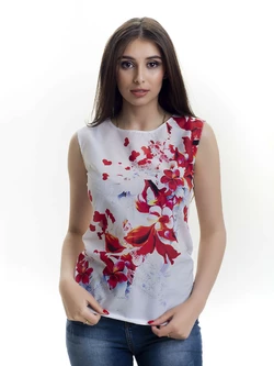 Женская блуза принт без рукава AA2011f